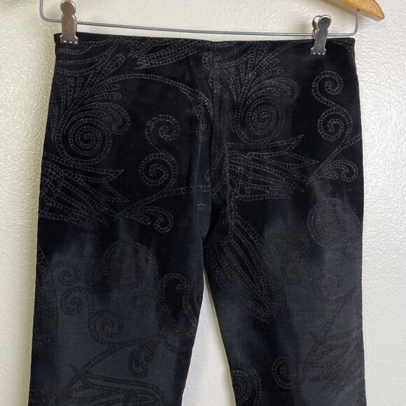Vintage 90s Y2K Bebe Flare Leg Pants Size M Black Gray Metallic Eagle Low Rise - Picture 3 of 7